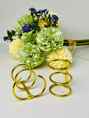 2 Anillos Metalicos 3 ganchos 2,5 cm Dorado 