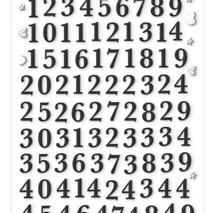 Números puffy Enero y Febrero 2026 Negros 1