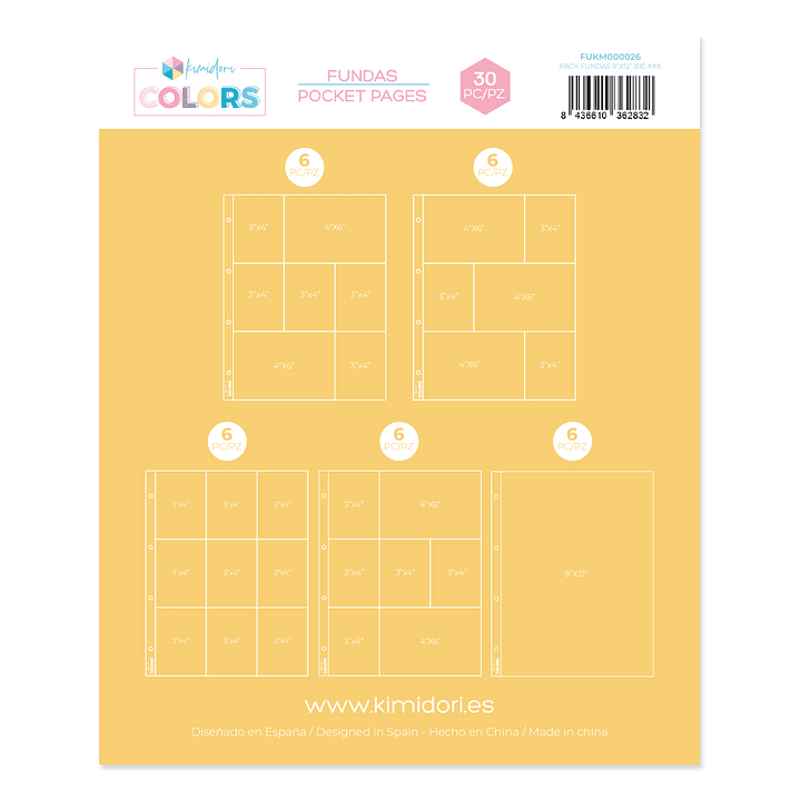 Fundas Kimidori Colors 9x12 MAXIPack variado 30 fundas  1
