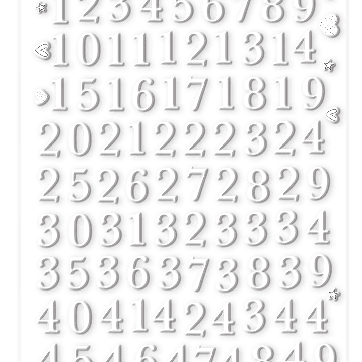 Números puffy Enero y Febrero 2026 Blancos  1