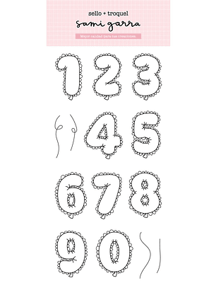 Sello + troquel diecut Números Globo (números con forma de globo)