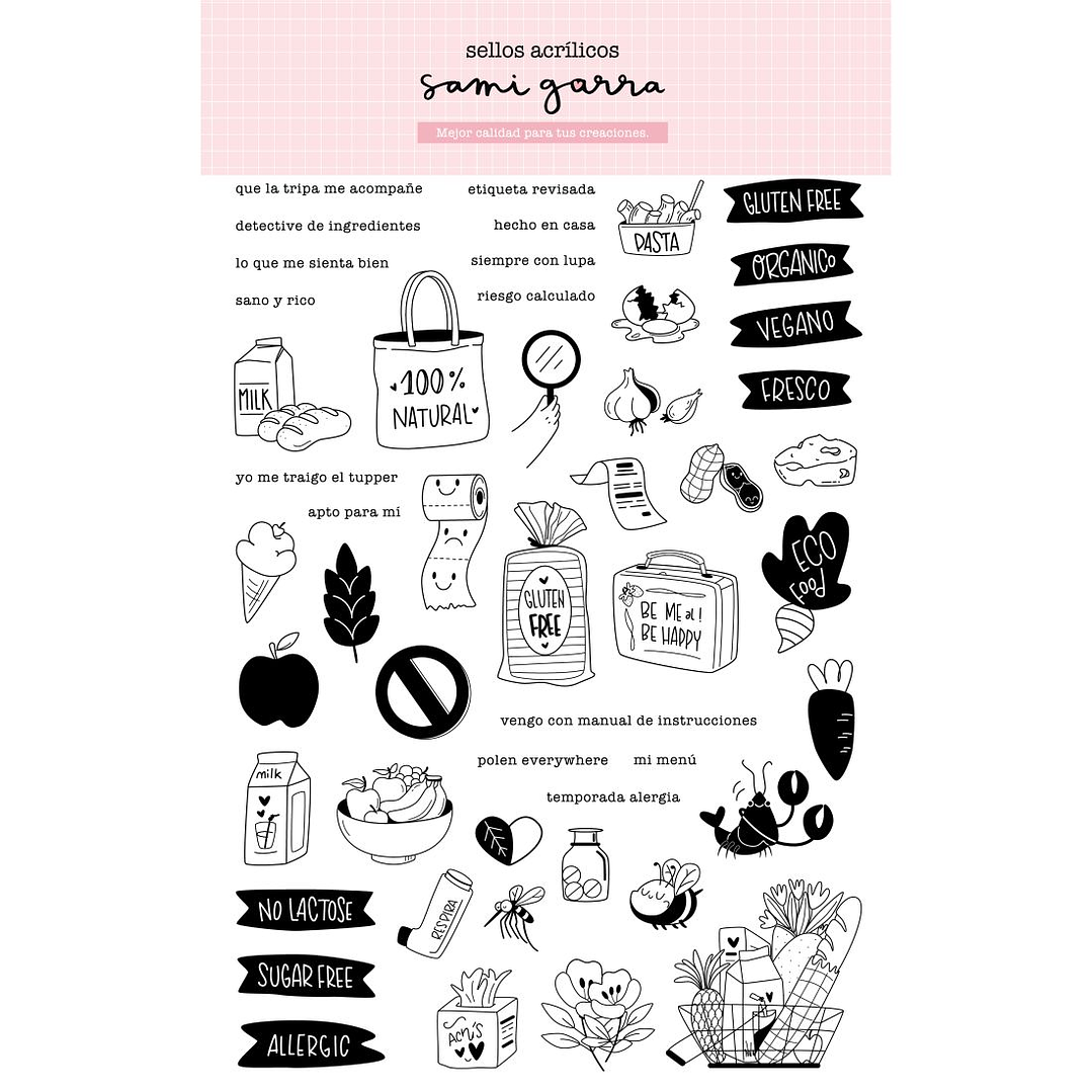 Sello Sin drama (alergias, intolerancias y veganismo) 14,6x20,6 -50 piezas 1