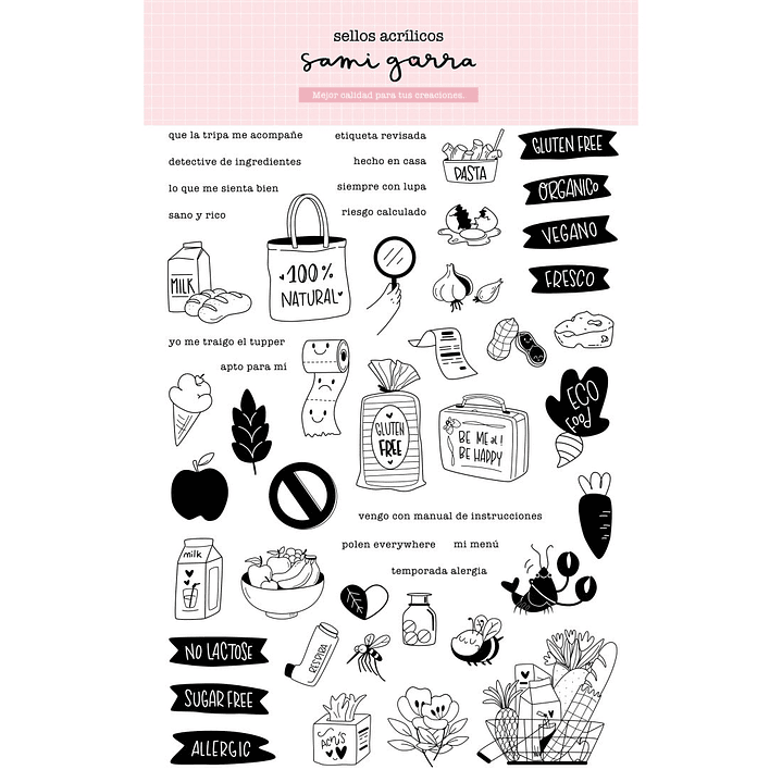 Sello Sin drama (alergias, intolerancias y veganismo) 14,6x20,6 -50 piezas 1