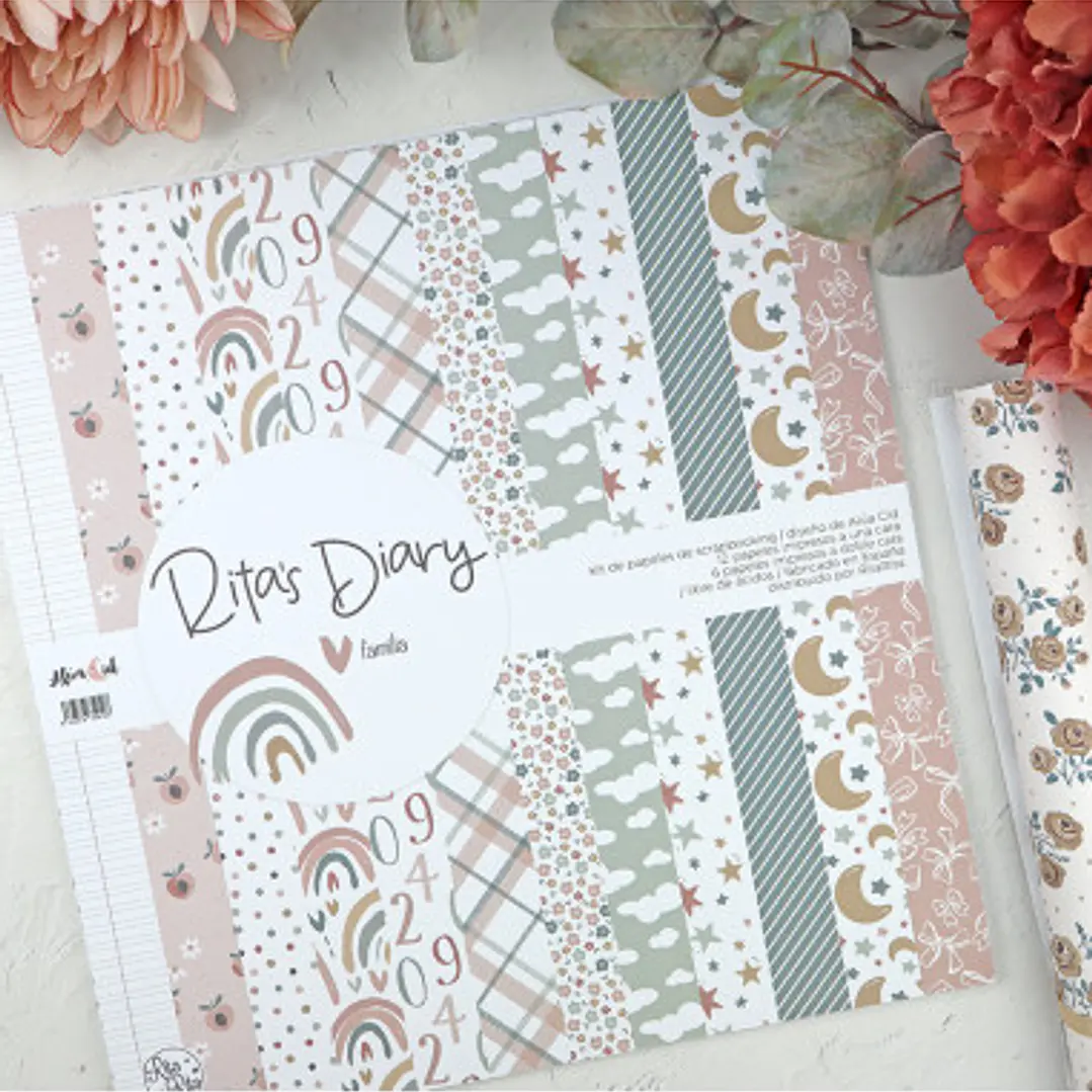 Kit de papeles coordinados Familia | Colección Rita's Diary de Alúa Cid 1
