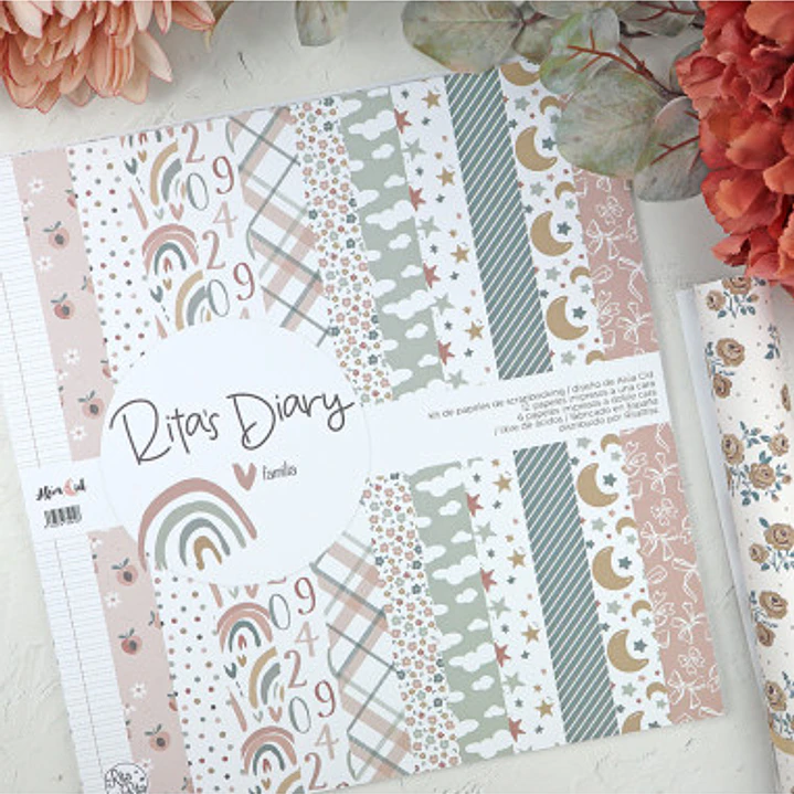 Kit de papeles coordinados Familia | Colección Rita's Diary de Alúa Cid 1