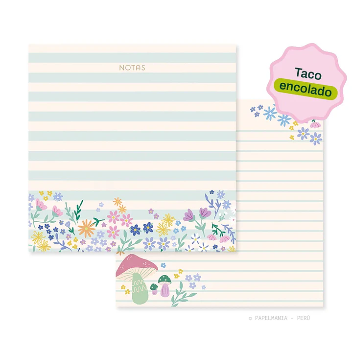 Taco Cuadro Encolado - Florcitas Rayado 1