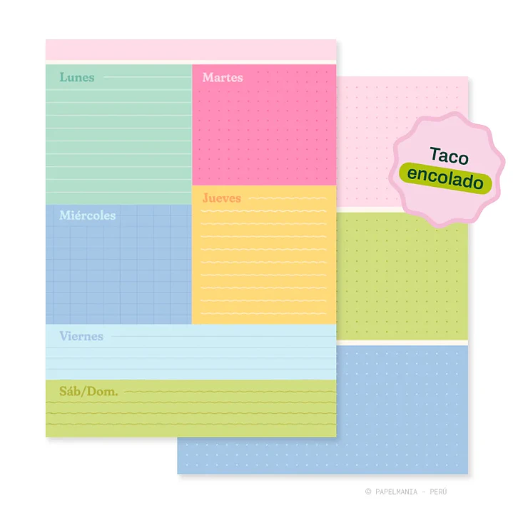 Taco A5 Encolado - Color Planner 1