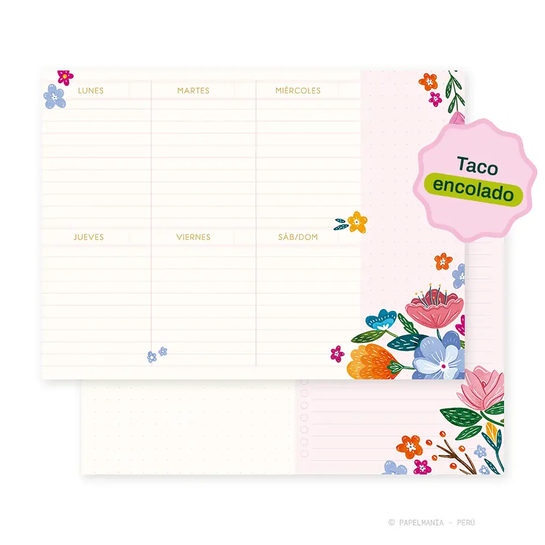 Taco A5 Encolado - Flórica Planificador Semanal 1