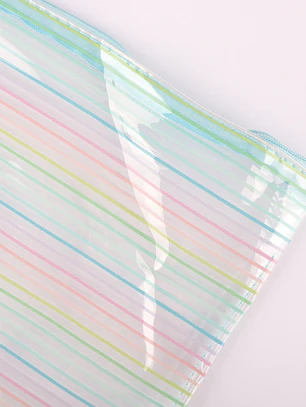 Estuche SYL Rayas con cremallera turquesa