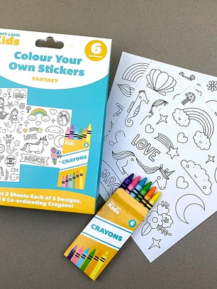 Set de pegatinas y crayons Craft Label Kids Colour Fantasy