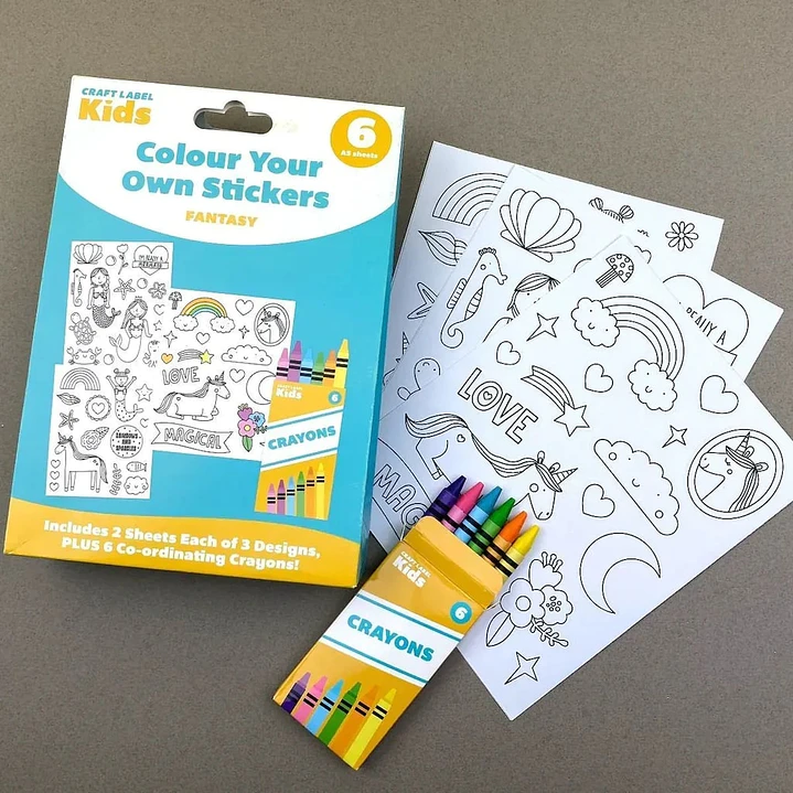 Set de pegatinas y crayons Craft Label Kids Colour Fantasy 1