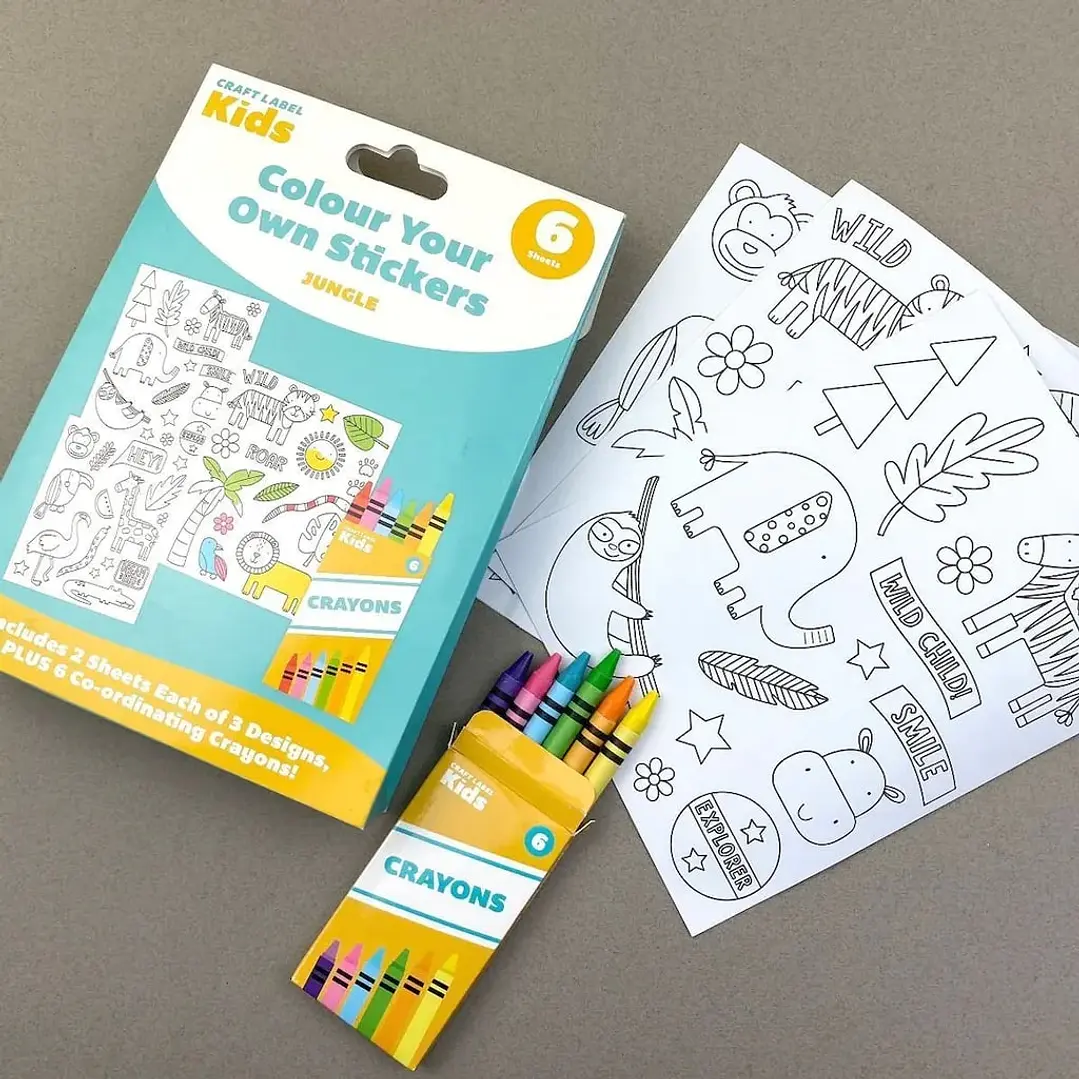 Set de pegatinas y crayons Craft Label Kids Colour Jungle 1