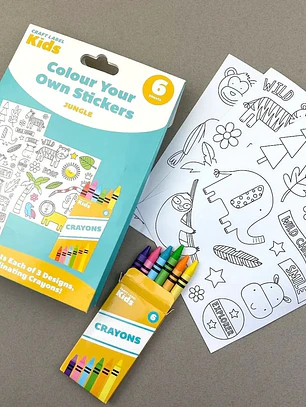 Set de pegatinas y crayons Craft Label Kids Colour Jungle