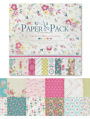 Block Paper Pad Papel Scrapbooking 24 Hojas 12 Diseños 30.5x30.5cm