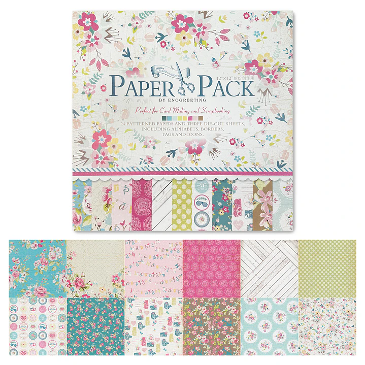 Block Paper Pad Papel Scrapbooking 24 Hojas 12 Diseños 30.5x30.5cm 1