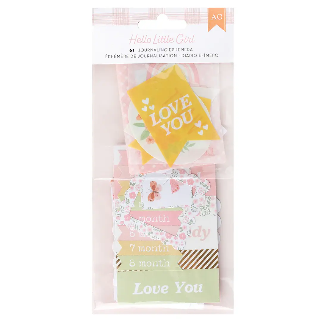 American Crafts Hello Little Girl Ephemera Die Cuts - Journaling, Gold Foil 1