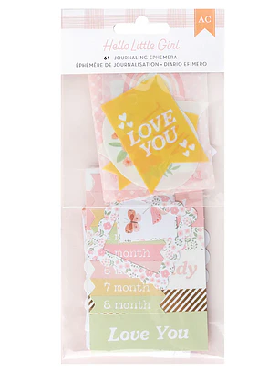 American Crafts Hello Little Girl Ephemera Die Cuts - Journaling, Gold Foil