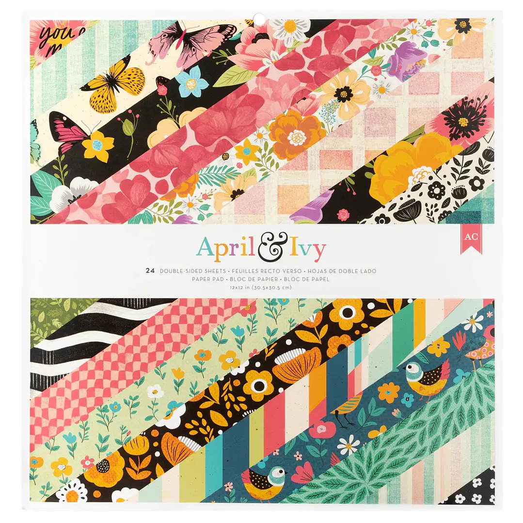 Bloc de papel de doble cara April and Ivy de 30 x 30 cm. 1
