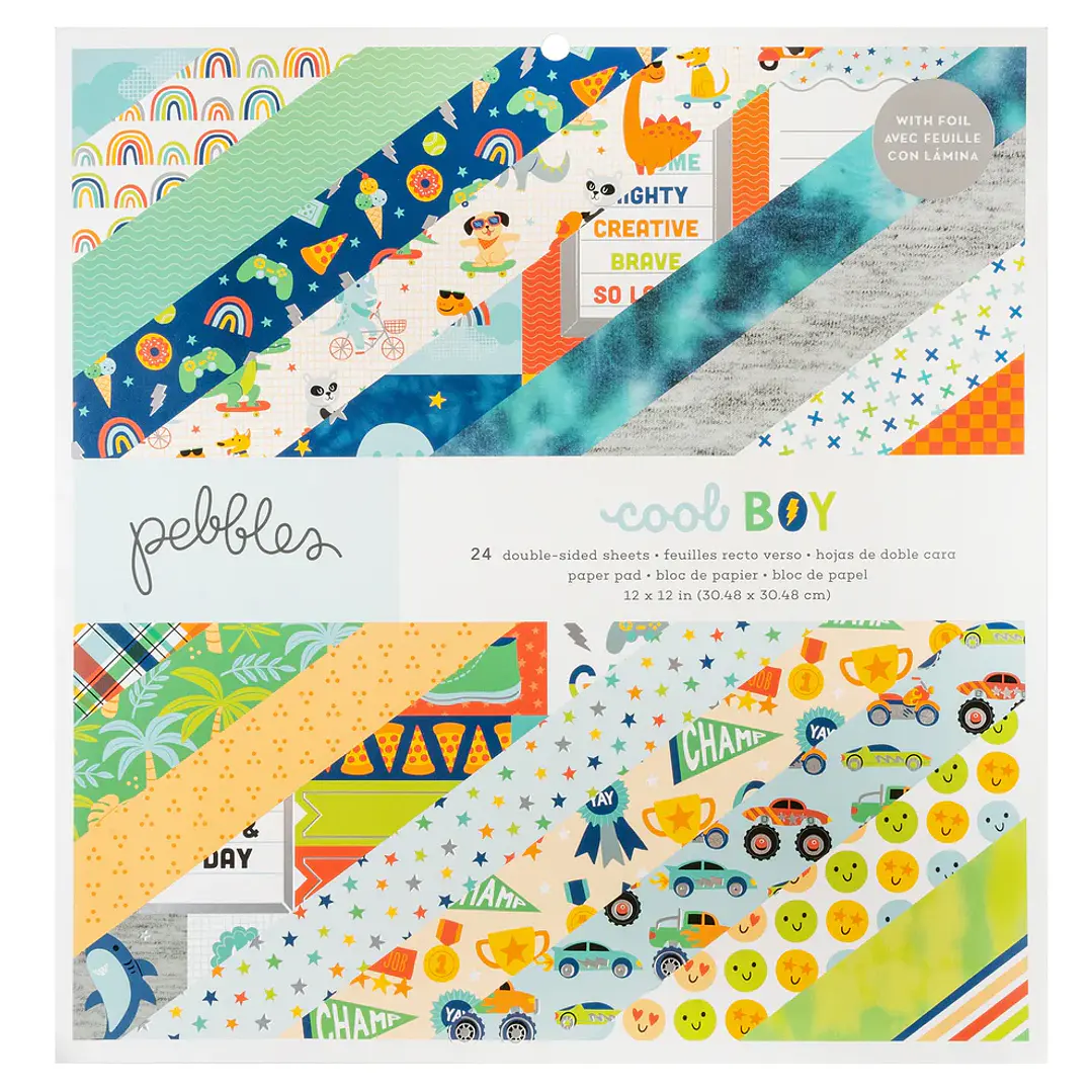 Bloc de papel Pebbles Cool Boy de doble cara de 30 x 30 cm. 1