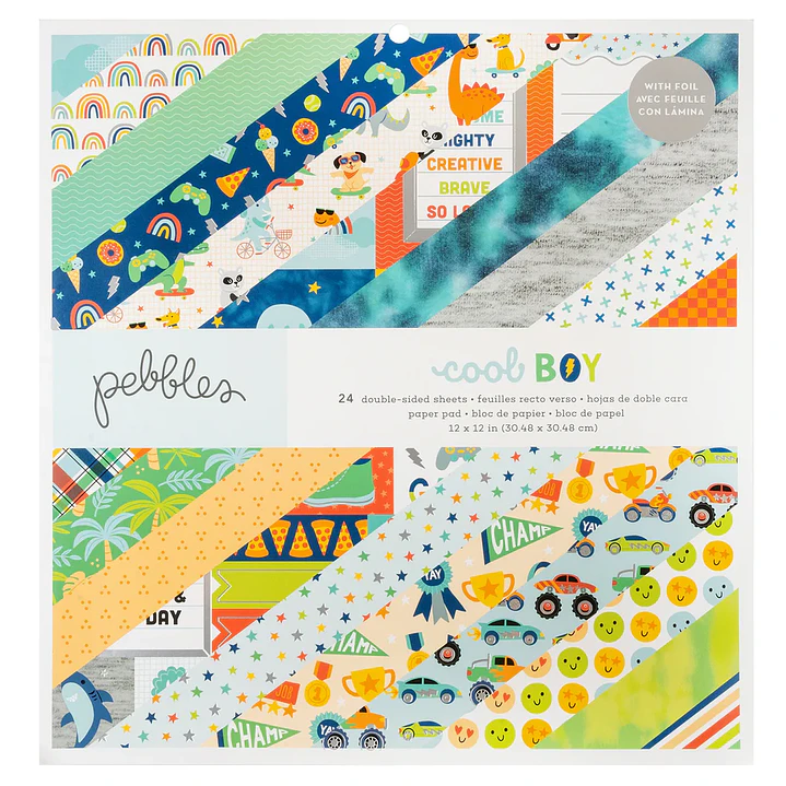 Bloc de papel Pebbles Cool Boy de doble cara de 30 x 30 cm. 1