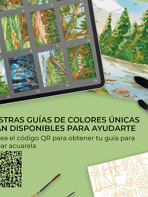 LIBRO PARA COLOREAR DE ACUARELA CON TEMÁTICA BOSQUE (15 HOJAS 300 GSM)