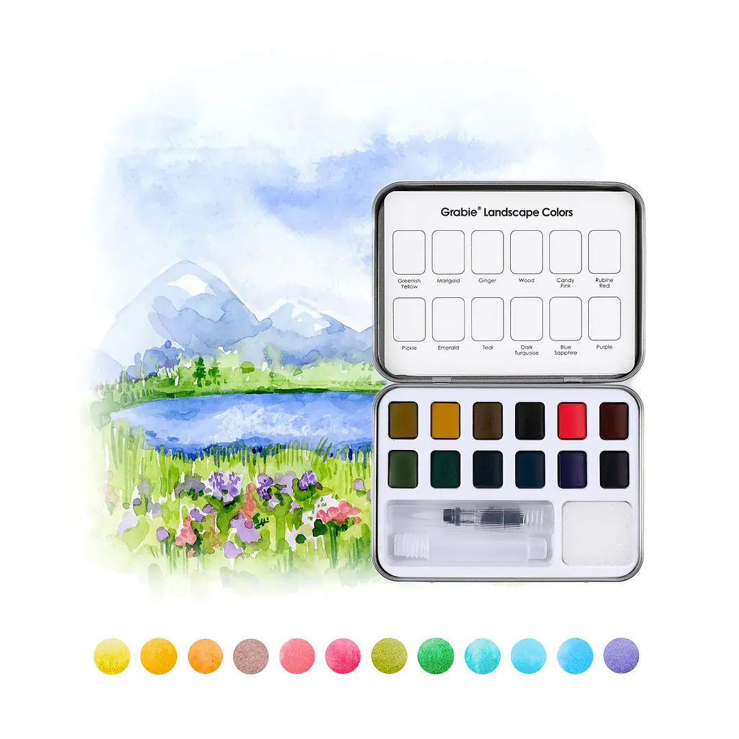 CAJA PARA COLOREAR CON ACUARELA DE TEMÁTICA PAISAJES 2