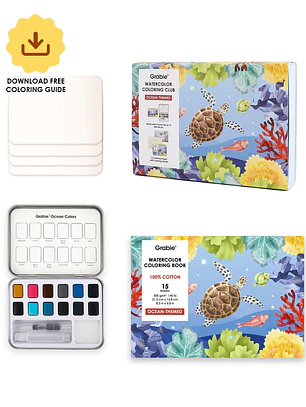  CAJA PARA COLOREAR CON ACUARELA DE TEMÁTICA OCÉANO