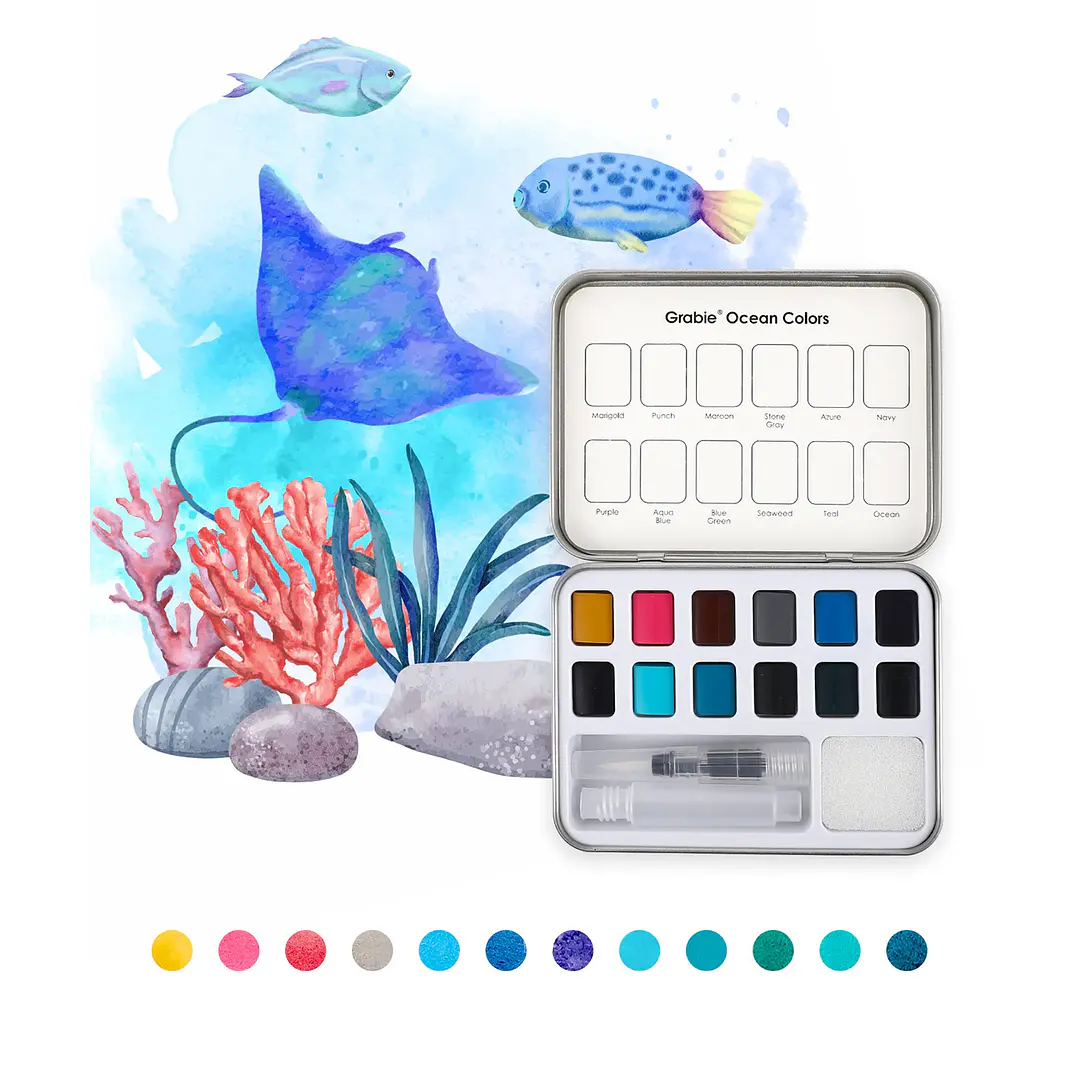  CAJA PARA COLOREAR CON ACUARELA DE TEMÁTICA OCÉANO 2