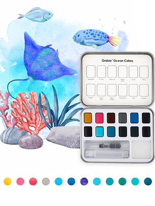  CAJA PARA COLOREAR CON ACUARELA DE TEMÁTICA OCÉANO