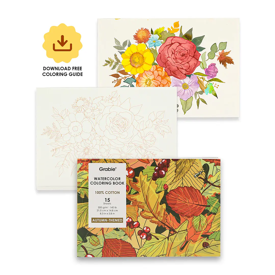 LIBRO PARA COLOREAR DE ACUARELA CON TEMÁTICA OTOÑAL (15 HOJAS 300 GSM) 1