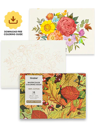 LIBRO PARA COLOREAR DE ACUARELA CON TEMÁTICA OTOÑAL (15 HOJAS 300 GSM)