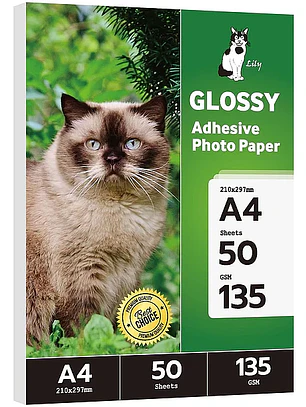 PAPEL ADHESIVO 135 GRAMOS GLOSSY 50 HOJAS