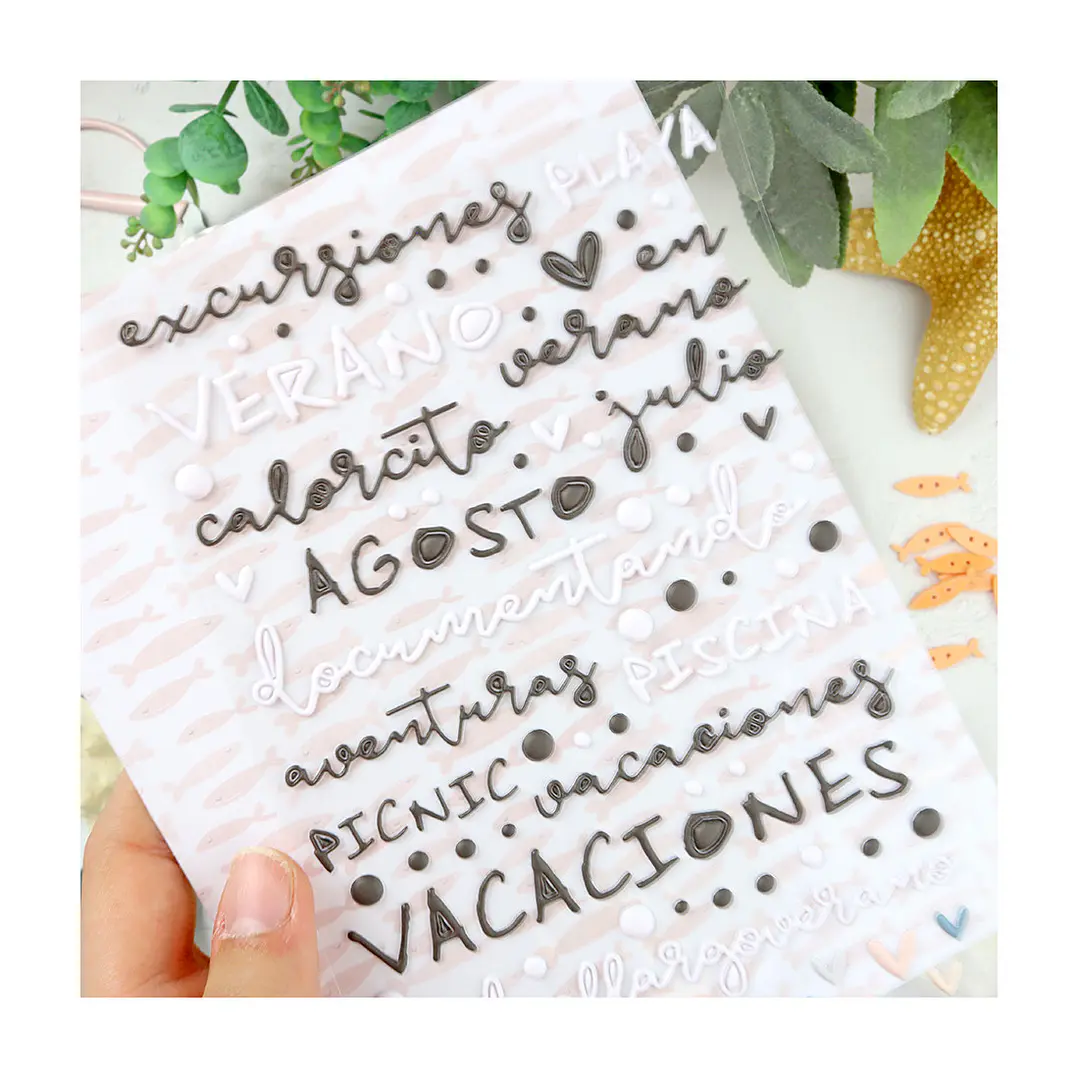 Holidadis Frases puffy stickers | Alúa Cid design 1
