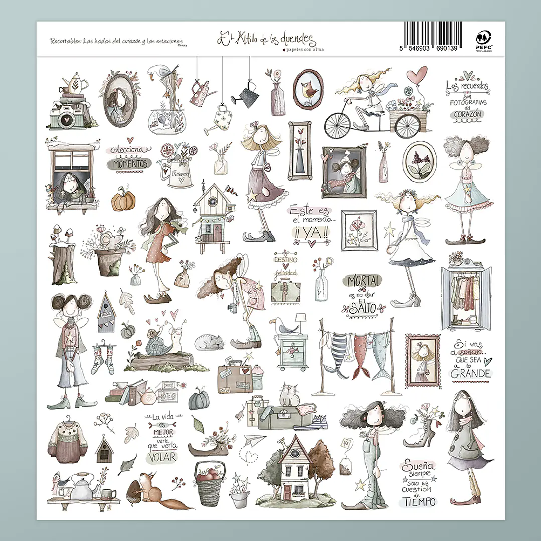 Hoja de recortables Las hadas del corazón y las estaciones de El Altillo de los Duendes 2