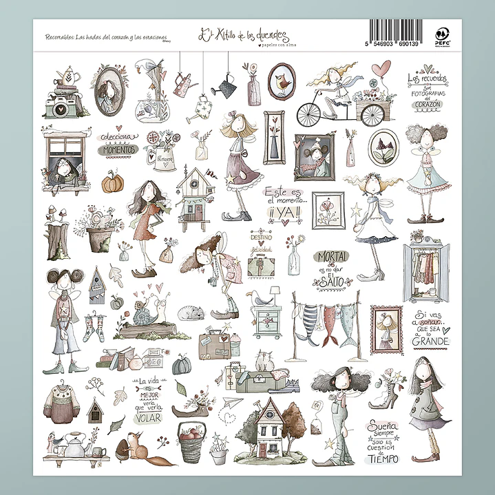 Hoja de recortables Las hadas del corazón y las estaciones de El Altillo de los Duendes 2
