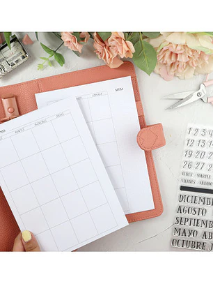Relleno agenda perpetua Mes Vista agenda A5 (sin Taladros)