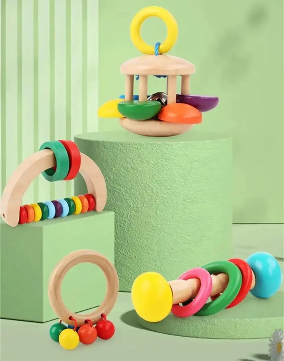 Set 4 Sonajeros bebé madera 4