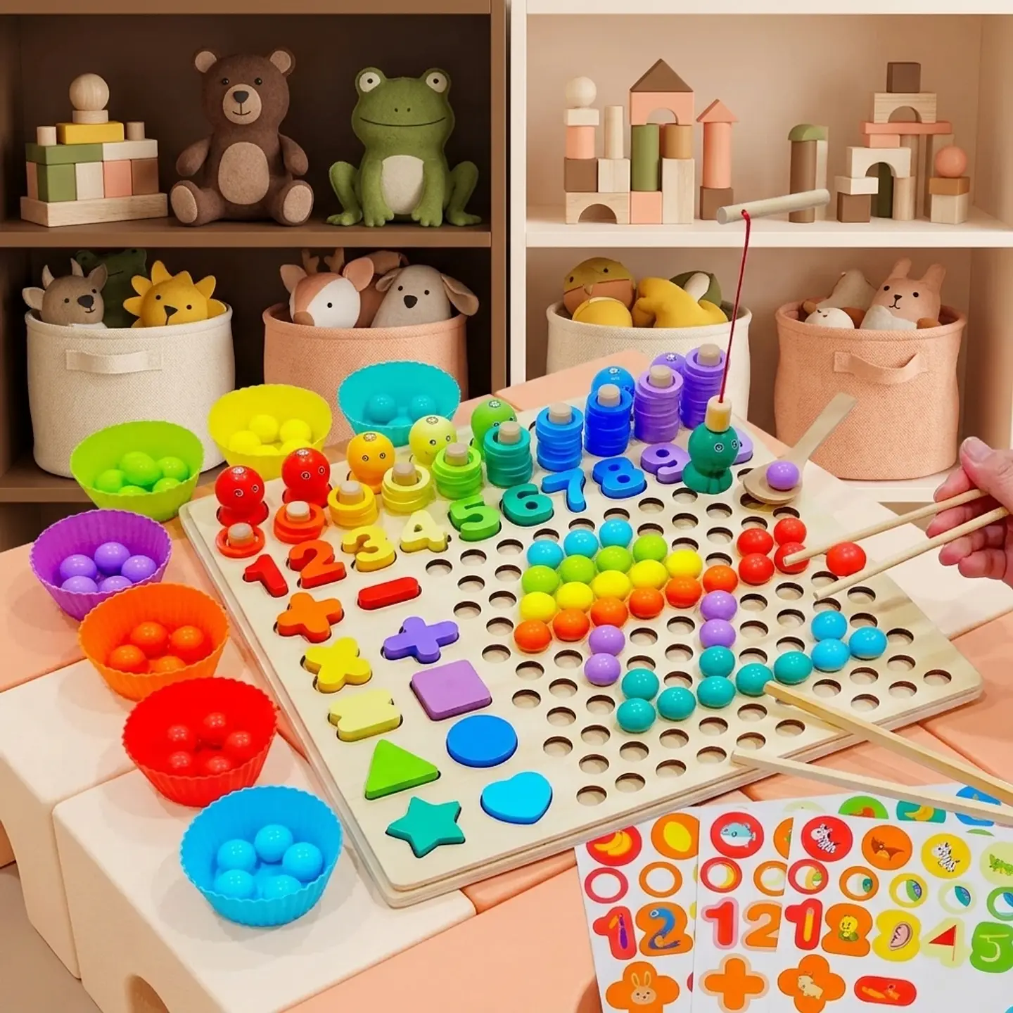 Juego Pesca 111 piezas madera 5 en 1 magnético 6