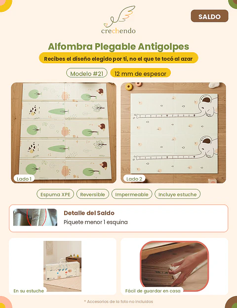 SALDO — Alfombra Plegable Antigolpes 200x180cm — 12mm — Modelo #21
