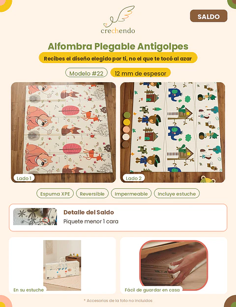 SALDO — Alfombra Plegable Antigolpes 200x180cm — 12mm — Modelo #22