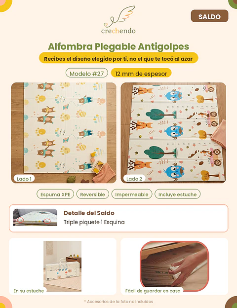 SALDO — Alfombra Plegable Antigolpes 200x180cm — 12mm — Modelo #27