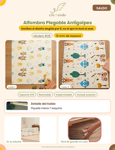 SALDO — Alfombra Plegable Antigolpes 200x180cm — 12mm — Modelo #28