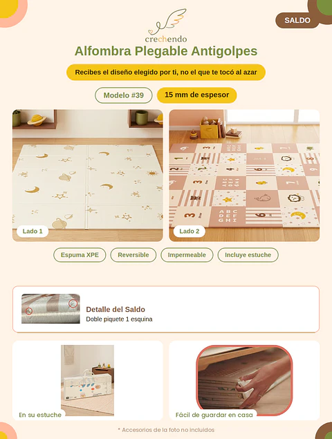 SALDO — Alfombra Plegable Antigolpes 200x180cm — 15mm — Modelo #39