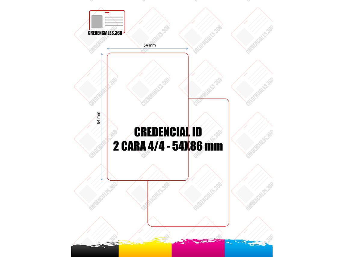 CREDENCIAL 5,4x8,5 cm 4/4 - (21 A 40 UNIDADES) Impresión a color en ambas caras. 1