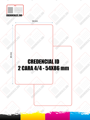 CREDENCIAL 5,4x8,5 cm 4/4 - (21 A 40 UNIDADES) Impresión a color en ambas caras.