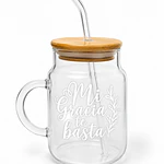 Vasos Tarro De Bambú Con Bombilla (Variedad De Frases)