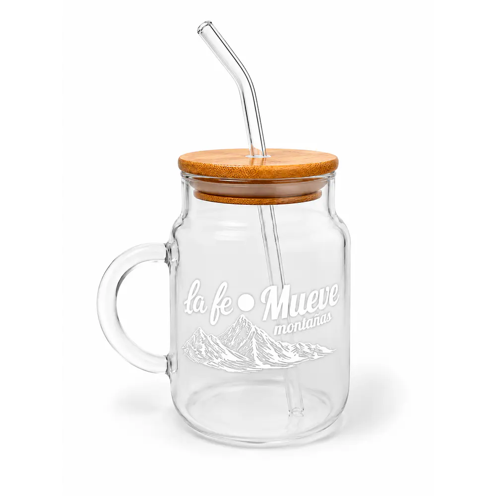 Vasos Tarro De Bambú Con Bombilla (Variedad De Frases)
