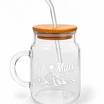 Vasos Tarro De Bambú Con Bombilla (Variedad De Frases)