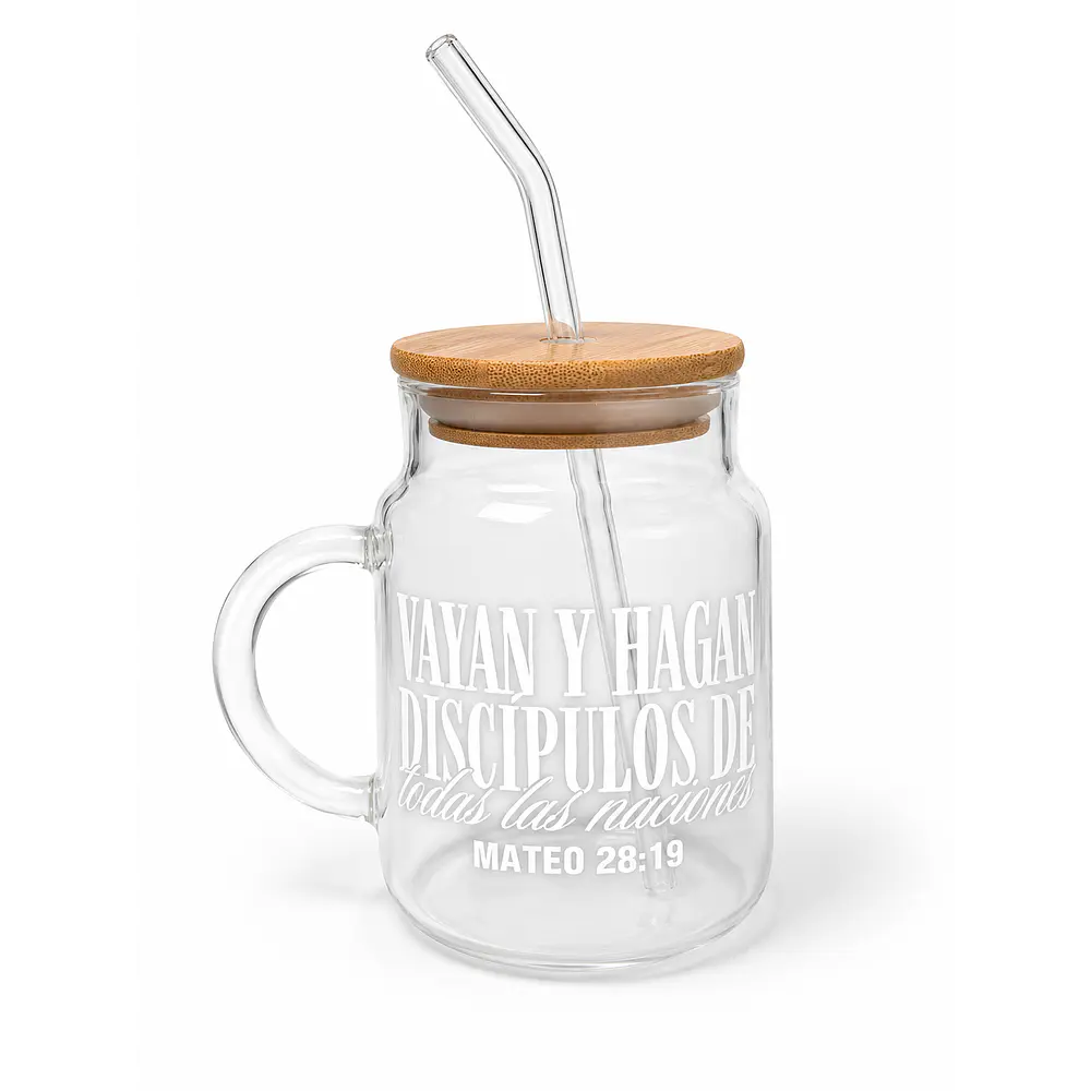 Vasos Tarro De Bambú Con Bombilla (Variedad De Frases)
