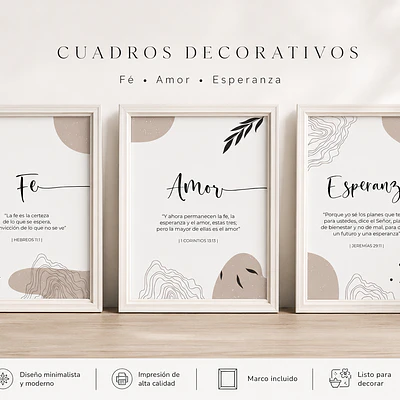 Cuadro Trilogía - "Fe - Amor - Esperanza"